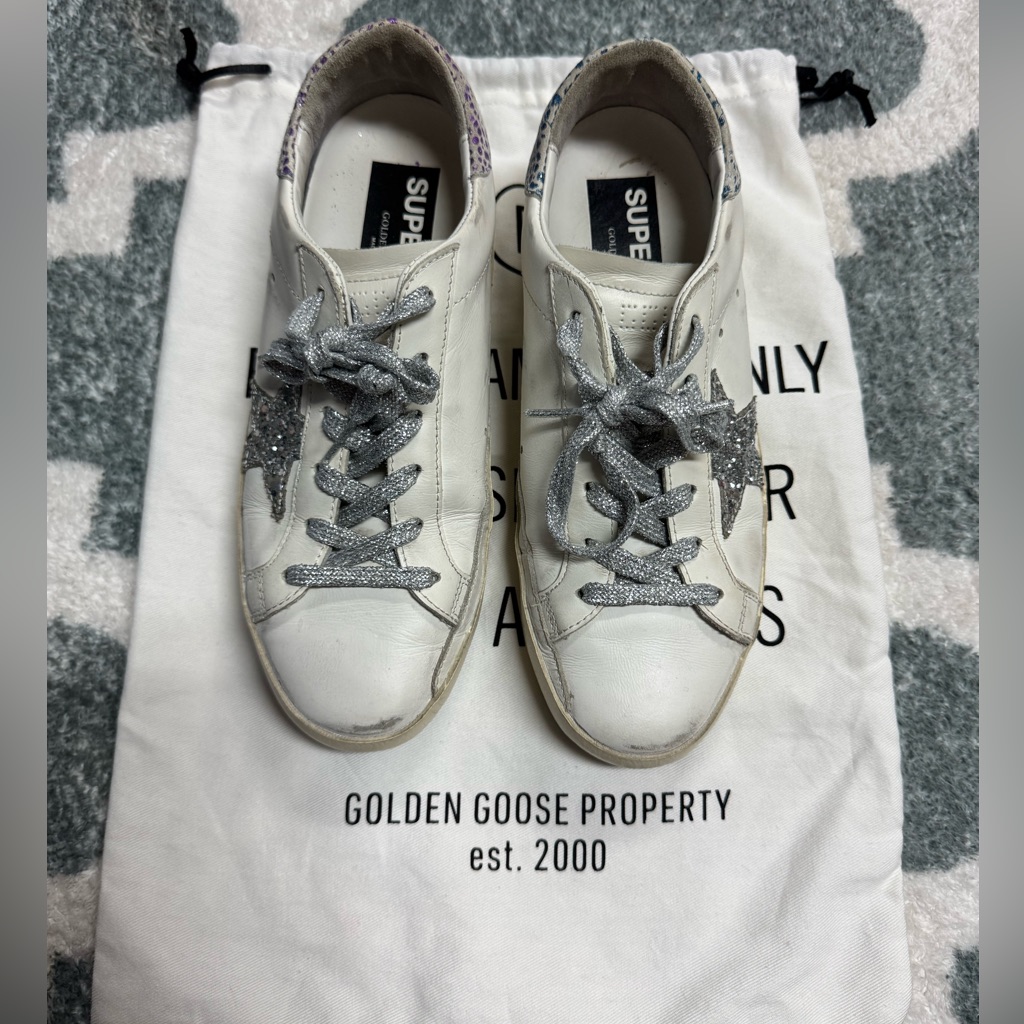 Golden Goose Sneakers With Silver And Purple Accents
